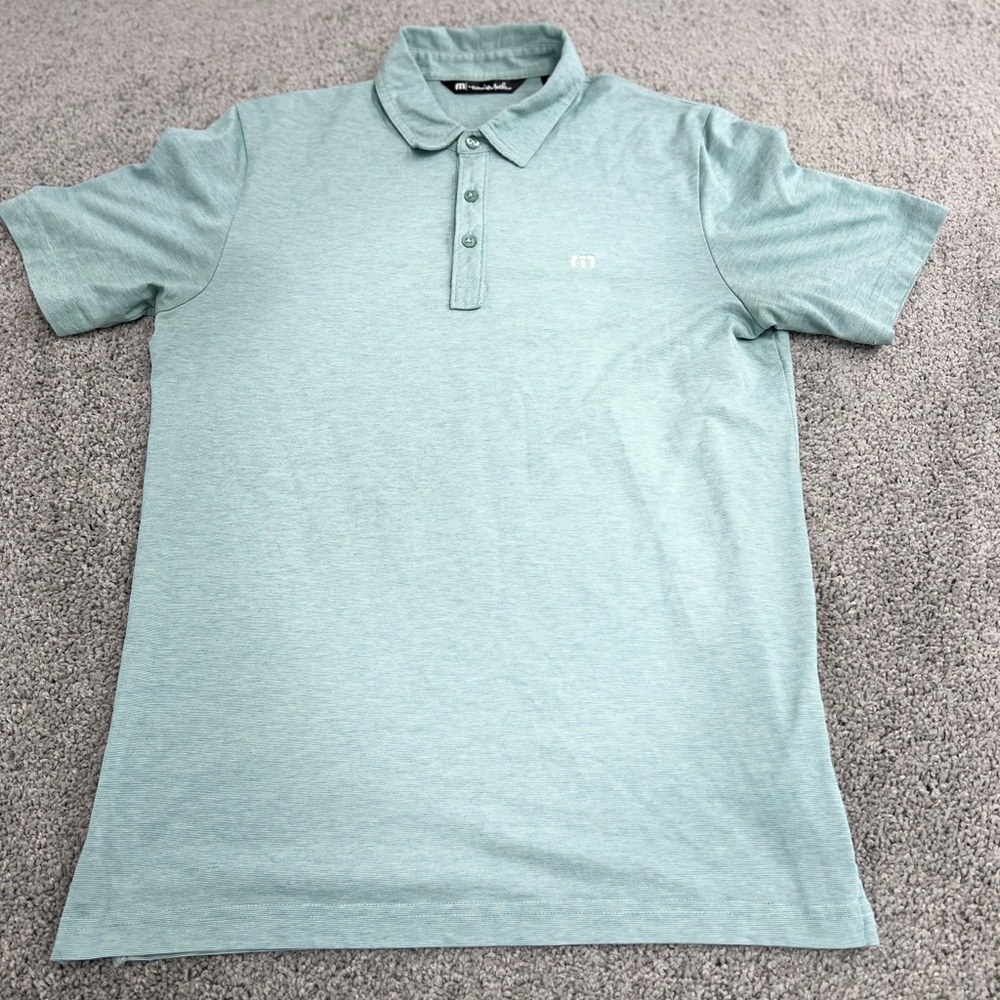 Travis Mathew Men's Medium Light Blue Polo Shirt Golf